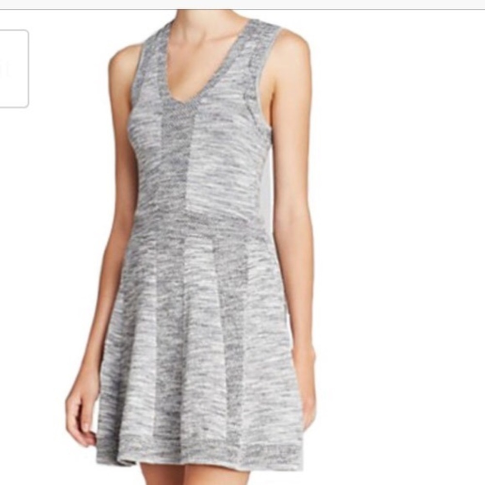 Parker silver metallic fit flare dress